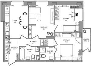 3-к квартира, вторичка, 67м2, 2/9 этаж