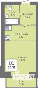 Студия квартира, вторичка, 30м2, 6/7 этаж