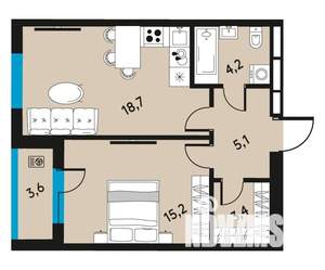 2-к квартира, вторичка, 48м2, 21/30 этаж