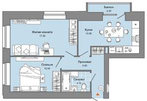 2-к квартира, вторичка, 55м2, 4/8 этаж