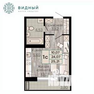 1-к квартира, вторичка, 25м2, 4/8 этаж