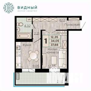 1-к квартира, вторичка, 38м2, 6/8 этаж