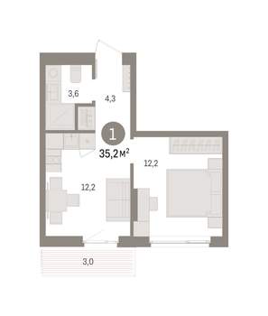1-к квартира, вторичка, 35м2, 4/11 этаж