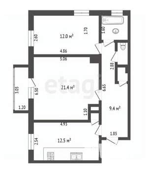 2-к квартира, вторичка, 62м2, 2/3 этаж