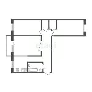 3-к квартира, вторичка, 54м2, 2/5 этаж