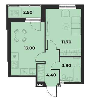 1-к квартира, вторичка, 34м2, 3/15 этаж