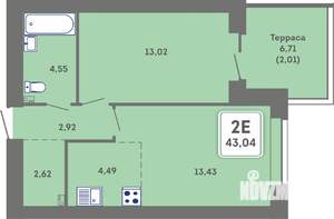 2-к квартира, вторичка, 43м2, 1/7 этаж