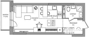 Студия квартира, вторичка, 31м2, 6/9 этаж