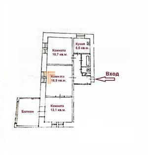 3-к квартира, вторичка, 65м2, 2/2 этаж