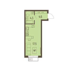 1-к квартира, вторичка, 26м2, 1/16 этаж