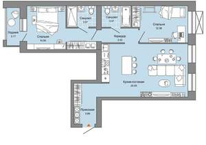 2-к квартира, вторичка, 76м2, 5/9 этаж
