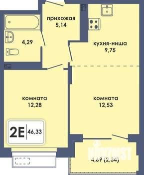 2-к квартира, вторичка, 46м2, 2/10 этаж