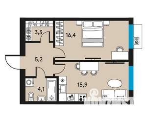 2-к квартира, вторичка, 45м2, 17/30 этаж