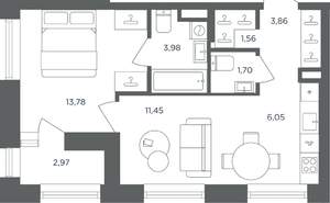 1-к квартира, вторичка, 44м2, 5/8 этаж