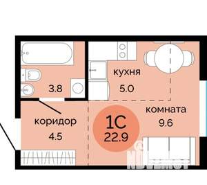 Студия квартира, вторичка, 23м2, 8/14 этаж