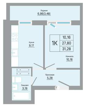1-к квартира, вторичка, 31м2, 1/16 этаж