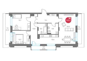 3-к квартира, вторичка, 103м2, 8/9 этаж