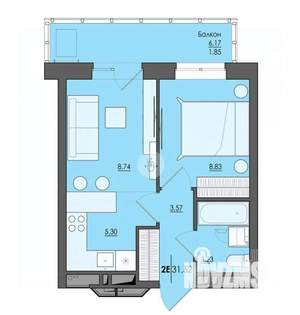 2-к квартира, вторичка, 32м2, 13/20 этаж