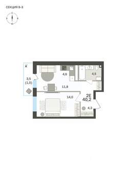 2-к квартира, вторичка, 40м2, 5/6 этаж