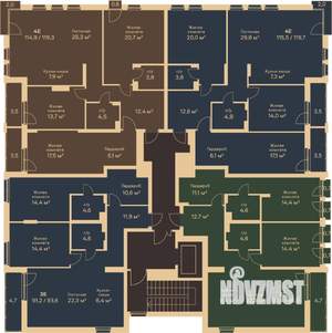 3-к квартира, строящийся дом, 94м2, 6/6 этаж