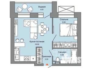 1-к квартира, вторичка, 39м2, 3/8 этаж