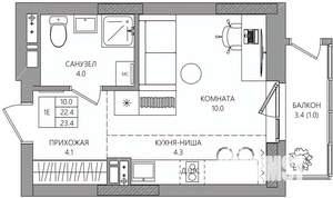 Студия квартира, вторичка, 23м2, 5/8 этаж