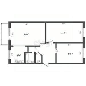 3-к квартира, вторичка, 59м2, 2/5 этаж