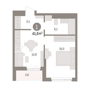 1-к квартира, вторичка, 42м2, 10/16 этаж