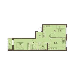 3-к квартира, вторичка, 68м2, 5/16 этаж