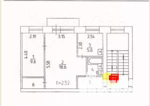 2-к квартира, вторичка, 43м2, 3/5 этаж