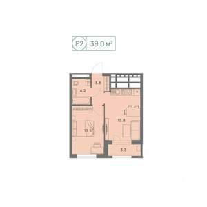 2-к квартира, вторичка, 39м2, 22/25 этаж