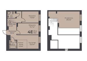 4-к квартира, вторичка, 90м2, 1/4 этаж