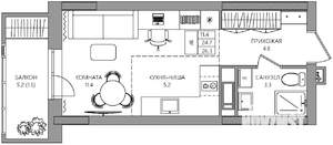 Студия квартира, вторичка, 26м2, 12/22 этаж