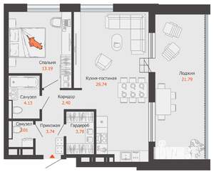 1-к квартира, вторичка, 70м2, 11/16 этаж
