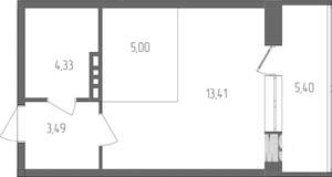 1-к квартира, строящийся дом, 29м2, 3/4 этаж