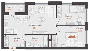 2-к квартира, вторичка, 58м2, 15/16 этаж