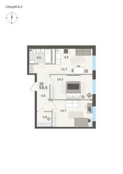 3-к квартира, вторичка, 60м2, 1/6 этаж