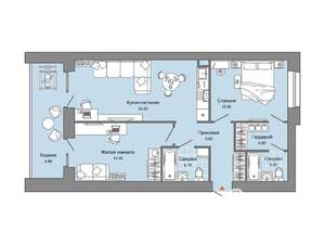 2-к квартира, вторичка, 72м2, 3/8 этаж