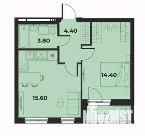 2-к квартира, вторичка, 40м2, 8/15 этаж