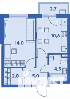 1-к квартира, вторичка, 38м2, 1/9 этаж