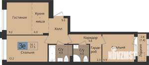 3-к квартира, вторичка, 58м2, 1/4 этаж