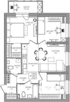 4-к квартира, вторичка, 67м2, 3/22 этаж