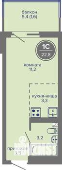 Студия квартира, вторичка, 23м2, 6/26 этаж