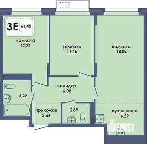 3-к квартира, вторичка, 63м2, 2/10 этаж