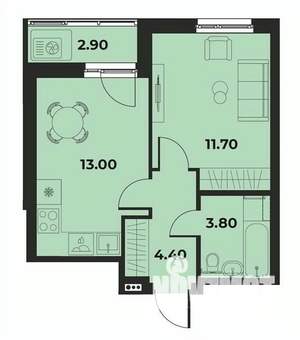 1-к квартира, вторичка, 34м2, 8/15 этаж