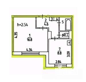 1-к квартира, вторичка, 34м2, 1/10 этаж