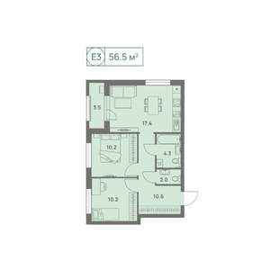 3-к квартира, вторичка, 57м2, 6/25 этаж