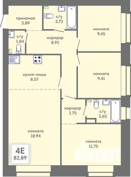 4-к квартира, вторичка, 83м2, 1/7 этаж