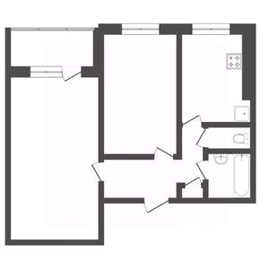 2-к квартира, вторичка, 46м2, 4/5 этаж