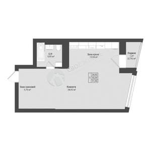 1-к квартира, сданный дом, 52м2, 10/25 этаж